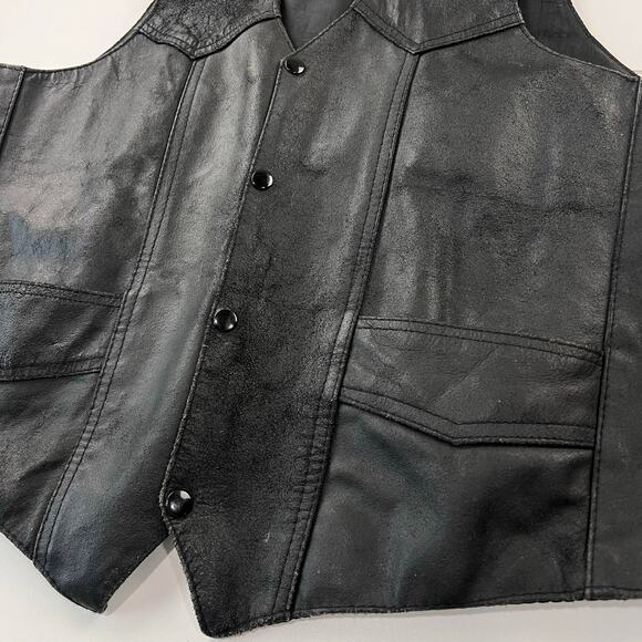 Tuff Hide Apparel Vintage Black Leather Motorcycle Vest Men's size Large - Picture 6 of 8